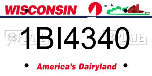 1BI4340 Wisconsin License Plate