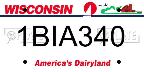 1BIA340 Wisconsin License Plate