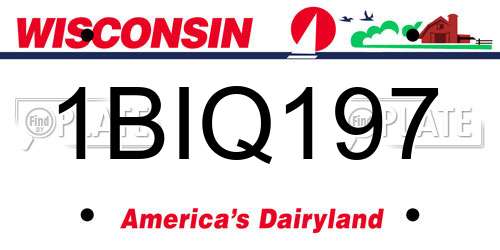 1BIQ197 Wisconsin License Plate