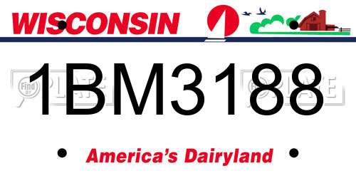 1BM3188 Wisconsin License Plate