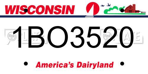 1BO3520 Wisconsin License Plate