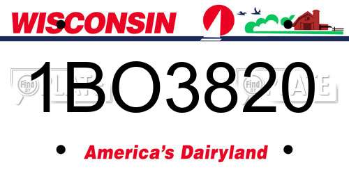 1BO3820 Wisconsin License Plate
