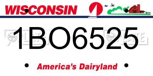 1BO6525 Wisconsin License Plate