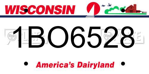 1BO6528 Wisconsin License Plate