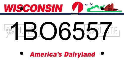 1BO6557 Wisconsin License Plate