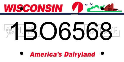 1BO6568 Wisconsin License Plate