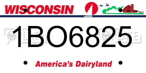 1BO6825 Wisconsin License Plate