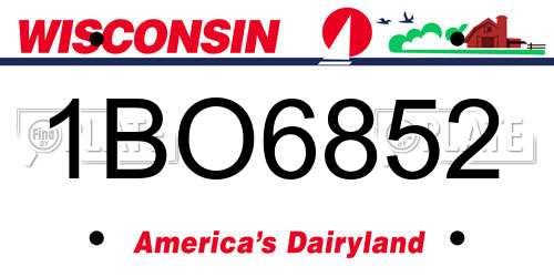 1BO6852 Wisconsin License Plate