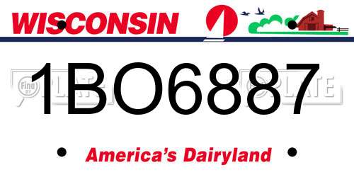 1BO6887 Wisconsin License Plate