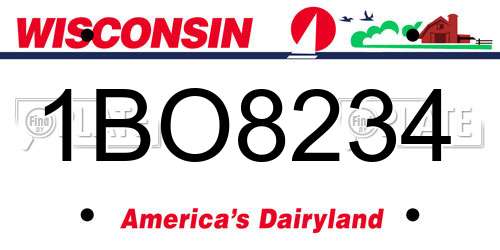 1BO8234 Wisconsin License Plate