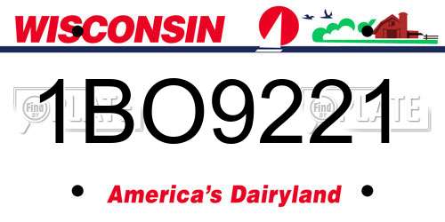 1BO9221 Wisconsin License Plate