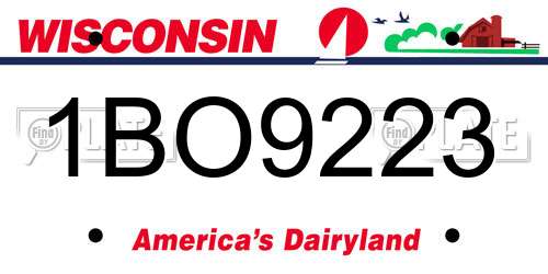 1BO9223 Wisconsin License Plate