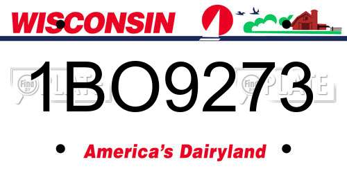1BO9273 Wisconsin License Plate