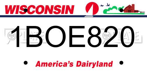 1BOE820 Wisconsin License Plate