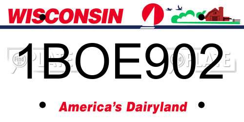 1BOE902 Wisconsin License Plate