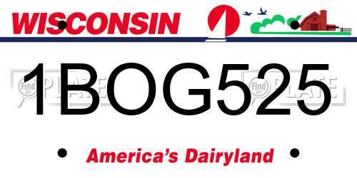 1BOG525 Wisconsin License Plate