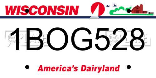 1BOG528 Wisconsin License Plate
