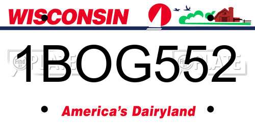 1BOG552 Wisconsin License Plate