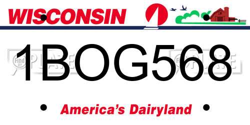 1BOG568 Wisconsin License Plate