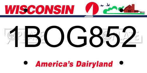 1BOG852 Wisconsin License Plate