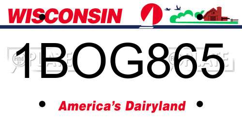 1BOG865 Wisconsin License Plate