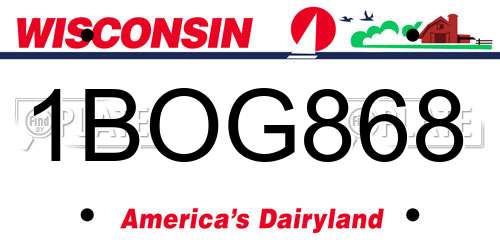 1BOG868 Wisconsin License Plate