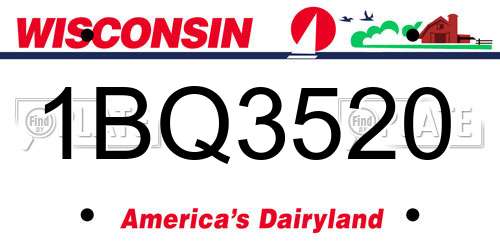 1BQ3520 Wisconsin License Plate