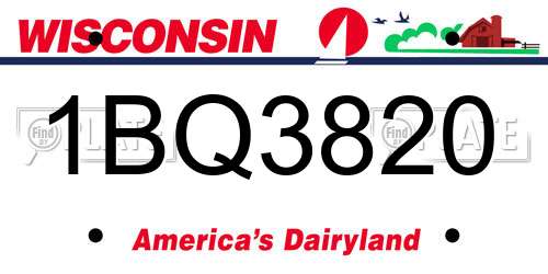 1BQ3820 Wisconsin License Plate