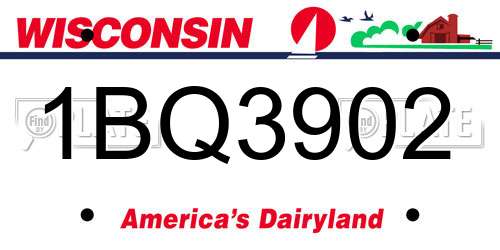 1BQ3902 Wisconsin License Plate