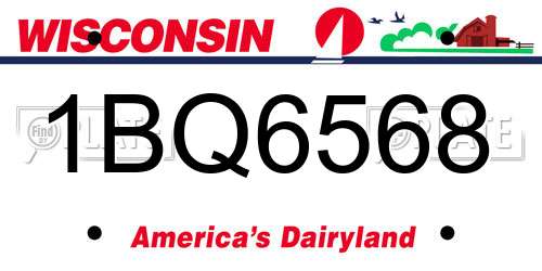 1BQ6568 Wisconsin License Plate