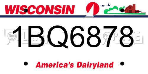 1BQ6878 Wisconsin License Plate