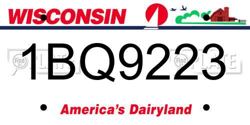 1BQ9223 Wisconsin License Plate
