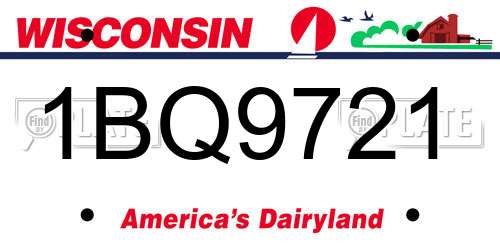 1BQ9721 Wisconsin License Plate