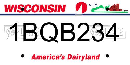 1BQB234 Wisconsin License Plate