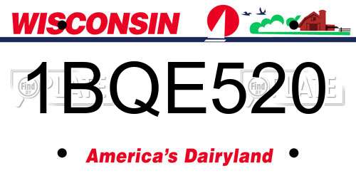 1BQE520 Wisconsin License Plate