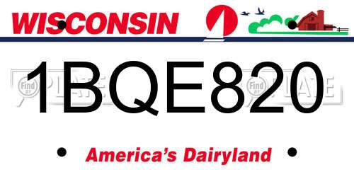 1BQE820 Wisconsin License Plate
