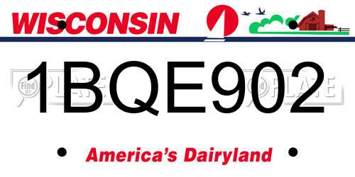 1BQE902 Wisconsin License Plate