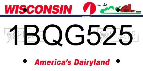 1BQG525 Wisconsin License Plate