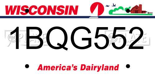 1BQG552 Wisconsin License Plate