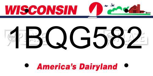 1BQG582 Wisconsin License Plate