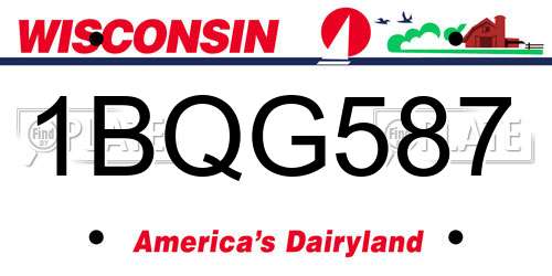 1BQG587 Wisconsin License Plate