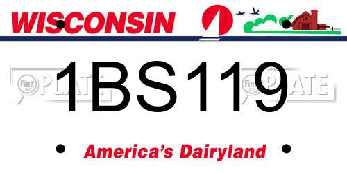 1BS119 Wisconsin License Plate