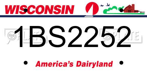 1BS2252 Wisconsin License Plate