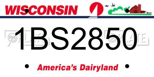 1BS2850 Wisconsin License Plate