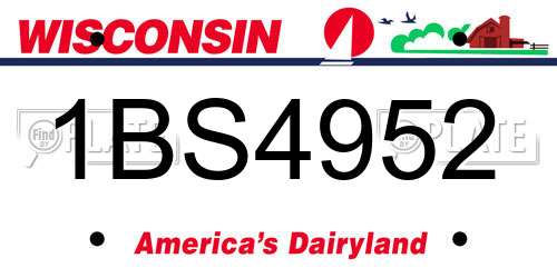 1BS4952 Wisconsin License Plate