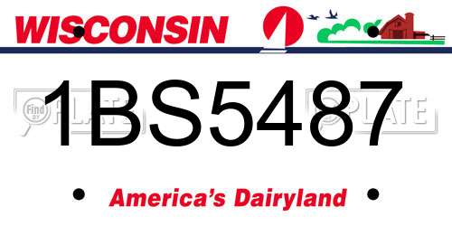 1BS5487 Wisconsin License Plate