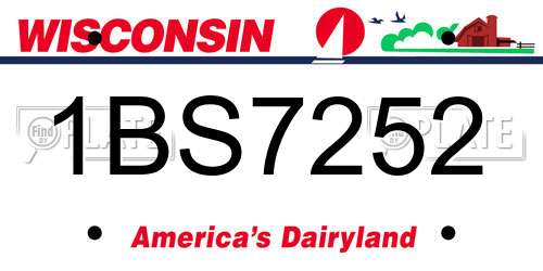1BS7252 Wisconsin License Plate