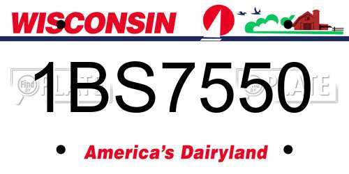 1BS7550 Wisconsin License Plate