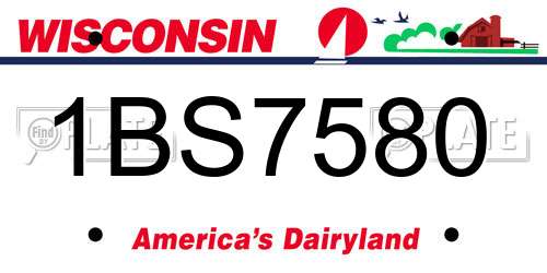 1BS7580 Wisconsin License Plate