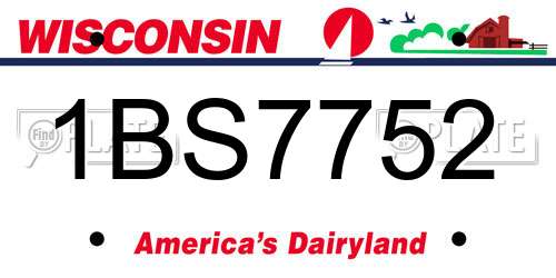 1BS7752 Wisconsin License Plate